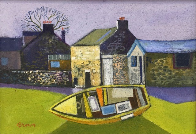 'Yellow Boat by the Fish Houses' by artist Davy Brown
